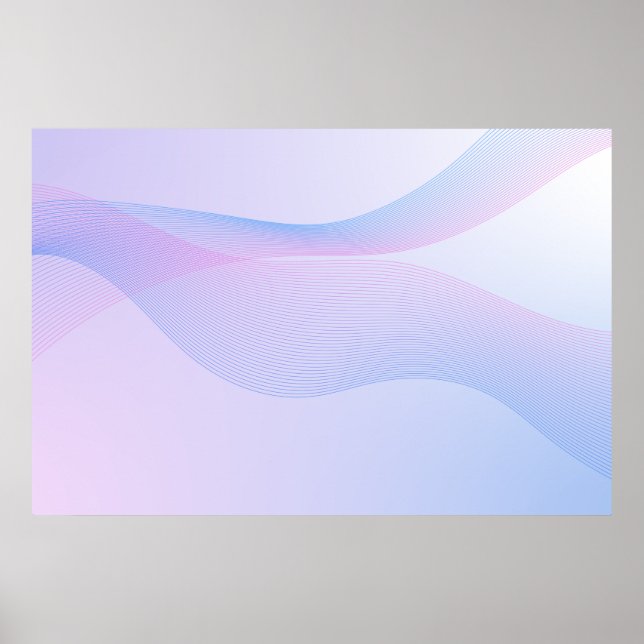 Abstrato Wavelines Poster Azul Rosa (Frente)