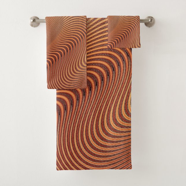 Abstrato Waves Bath Toalha Set - Beige Brown (Insitu)