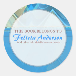 Abstrato Waves: Etiqueta de Placa Artística Redond