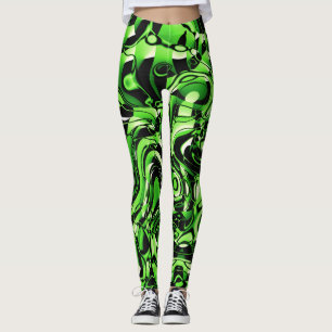 Abstrato Wavy 270321 - 02 Leggings Verdes