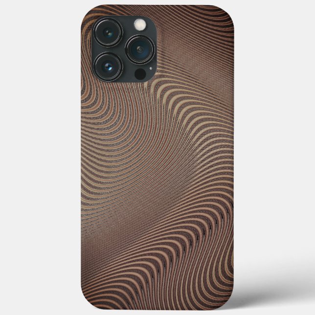 Abstrato Wavy Striped Patternos Lines Brown Art (Verso)