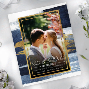 Abstrato Wedding Salvar Convites de Data Azul