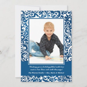 Abstrato Winter Stars and Swirls Cartão com fotos