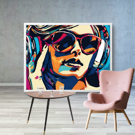 Abstrato Woman Music Pop Art 2 Poster