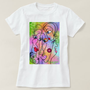 Abstrato Women Faces T-Shirt Modern Painting