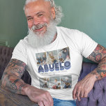 Abuelo Man Myth Legend 6 Foto Collage T-Shirt<br><div class="desc">Avô bonito significa t-shirt com 6 fotografias da família para que possas substituir pelo teu,  o título "ABUELO",  um ditado personalizado que diz "o homem,  o mito,  a lenda",  e os nomes dos netos.</div>