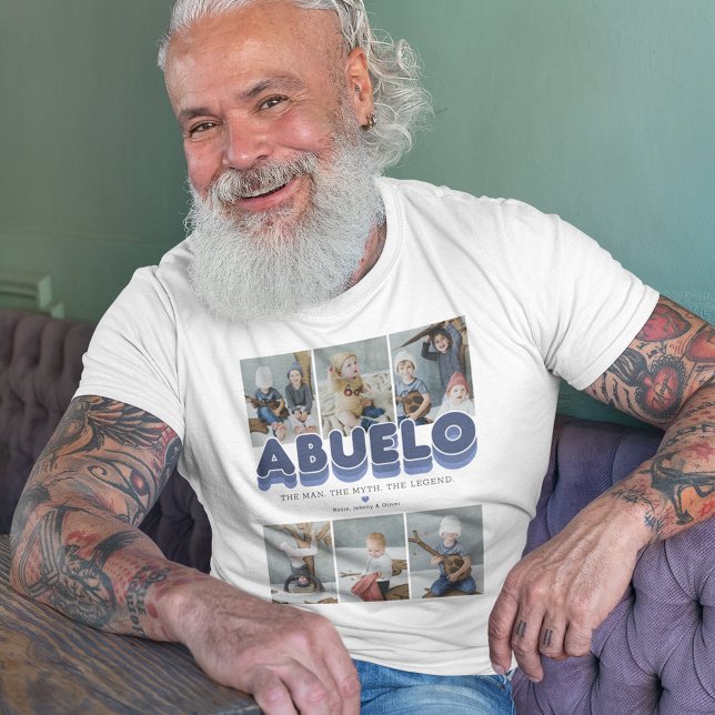 Abuelo Man Myth Legend 6 Foto Collage T-Shirt (Criador carregado)