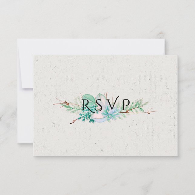 Abundant Love - Succulent Buquê Wedding RSVP (Frente)