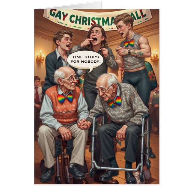 Abuso do gay Elder: Cartão de Natal LGBTQIA+ (Frente)