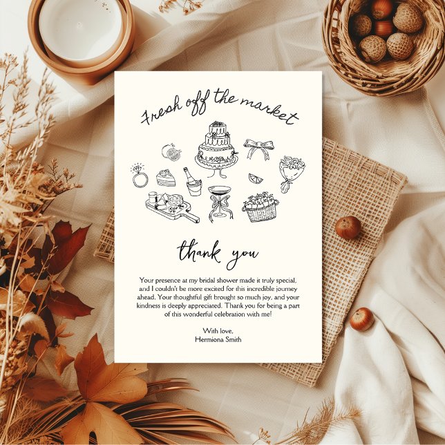 Acabado de Chegar ao Mercado Convite de Chá de Noi (Fresh off the market thank you card bridal shower)