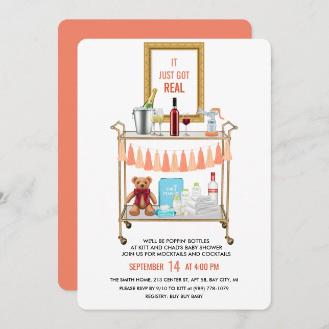 Acabou De Receber Um Convite De Chá de fraldas Rea (Frente/Verso)