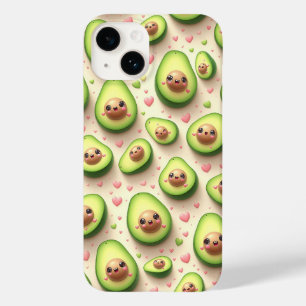 Açafrão Kawaii Avocado e Corações Rosas Padrão Doc