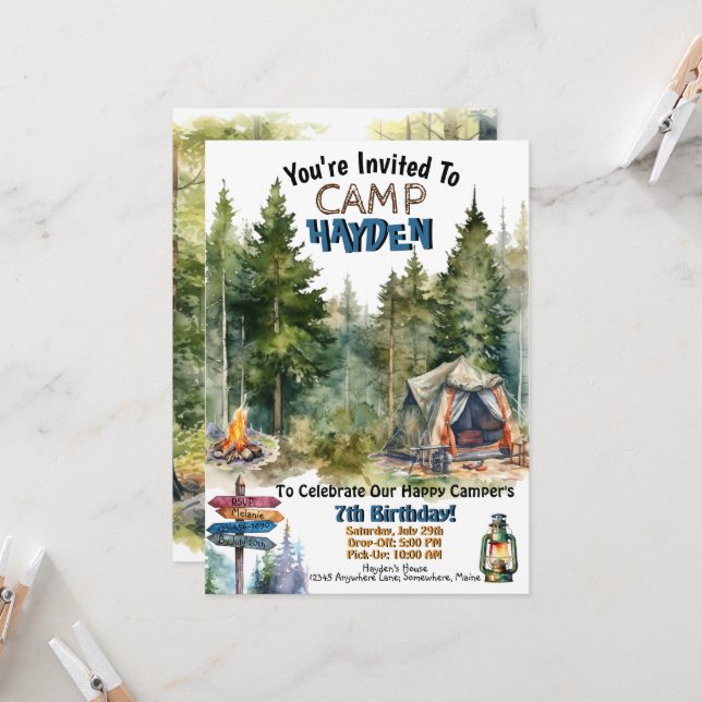 Acampamento de Florestas no Exterior Convites de A (Frente/Verso In Situ)