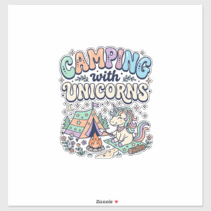 Acampamento de Unicórnio com Adesivo Kawaii de Uni