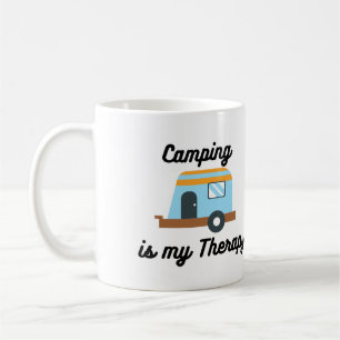 Acampamento é minha terapia em uma caneca de café