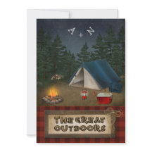 Acampando, Glamping, pesca, convite de casamento