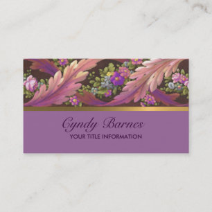 Acanthus Floral Border Cartão de visita Purple