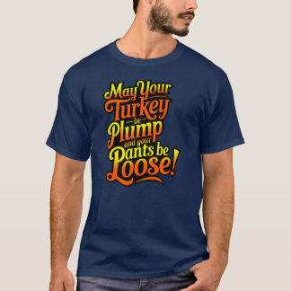 Ação de Graças, Cartoon Farmer Turkey, T-Shirt