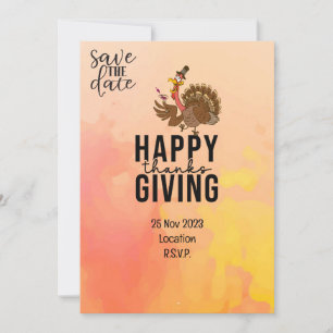 Ação de Graças com a Turquia, salvar o convite de