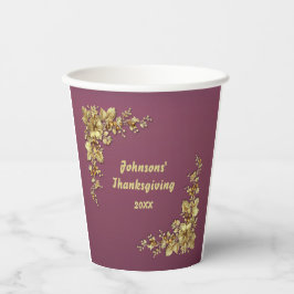 Ação de Graças Elegante Dourada e Burgundy