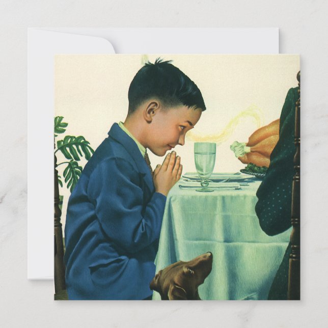 Ação de Graças Vintage, Menino Dizendo Convite De  (Frente)