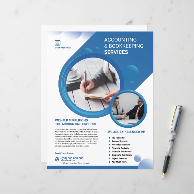 Accounting and Bookkeeping Service Flyer Template (Frente/Verso In Situ)