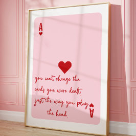Ace of Hearts Poker Pink Aestic Poster