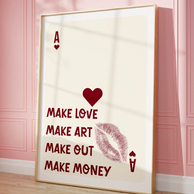 Ace of Hearts Poster Make Love Make Art Typografia (Criador carregado)