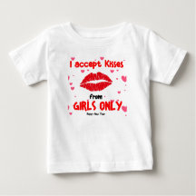 Aceito Beijos Só de Meninas - Camiseta de Bebê