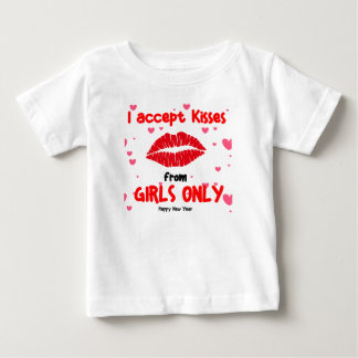 Aceito Beijos Só de Meninas - Camiseta de Bebê