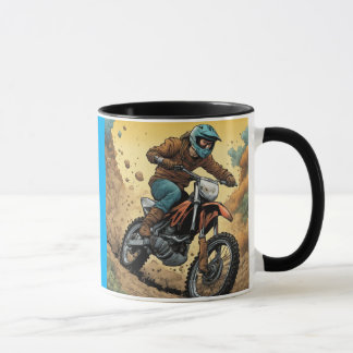 Acelere e ande de moto de trilha caneca de café