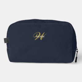 Acessórios de Monograma Dourado Azul-Marinho Limpo