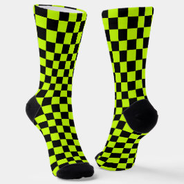Acid green black checkerboard pattern