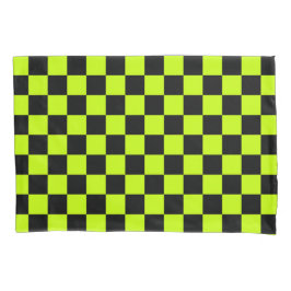 Acid green black checkerboard pattern