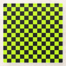Acid green black checkerboard pattern