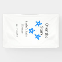 Acima das Estrelas azul cinza baby shower nome dat