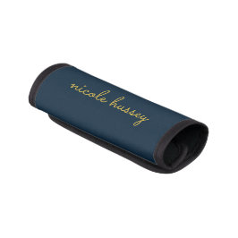 Acolchoado De Alça Azul Marinho Dourado Script  | Monograma Moderno E