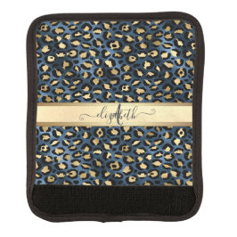 Acolchoado De Alça Leopard Padrão Monograma Dourado Azul