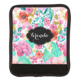 Acolchoado Para Alça De Bagagem Padrão Colorido de Flores de Aquarela