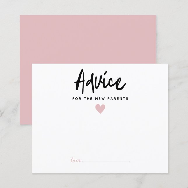 Aconselhamento Coração Rosa Moderno para Novos Pai (Frente/Verso)