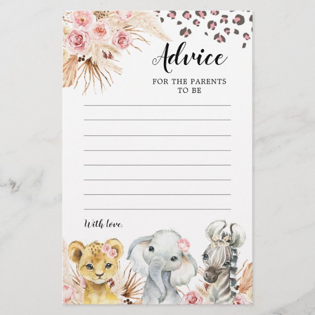 Aconselhamento de Animais do Partido Boho Safari R (Frente)