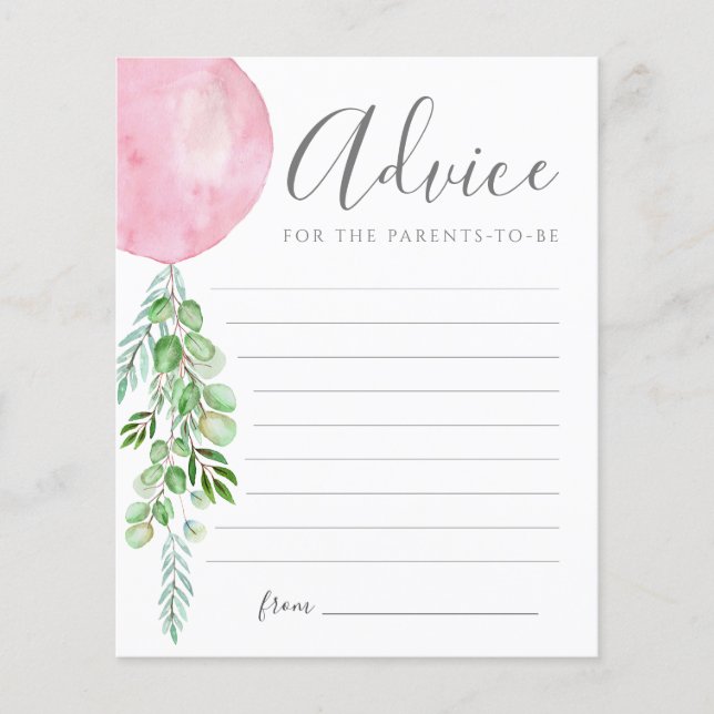 Aconselhamento De Balões Rosa Deseja Um Cartão De  (Frente)