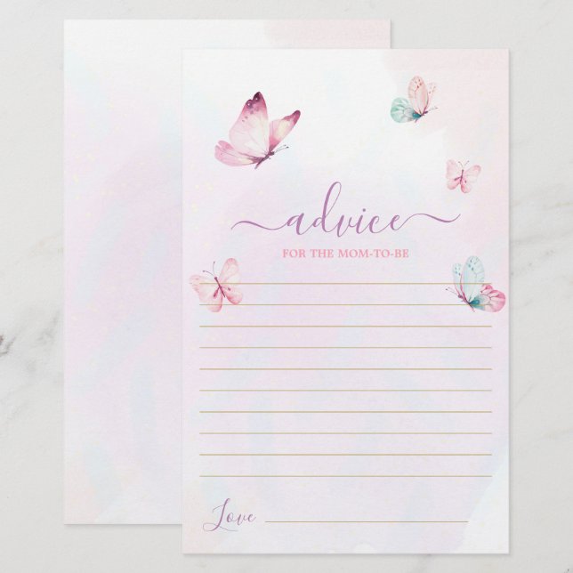 Aconselhamento de borboleta para a carta da mãe se (Frente/Verso)