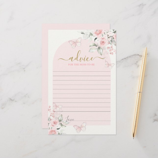 Aconselhamento de borboleta rosa para a carta da m (Frente/Verso In Situ)