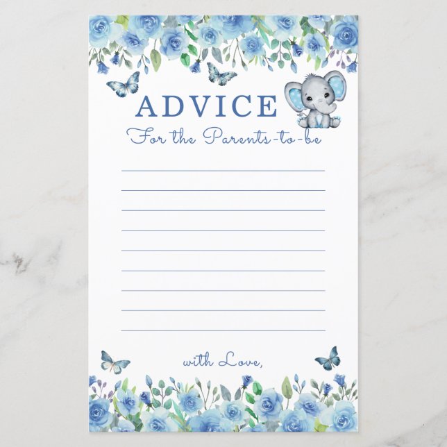 Aconselhamento de Chá de fraldas Azul Elefante Dus (Frente)