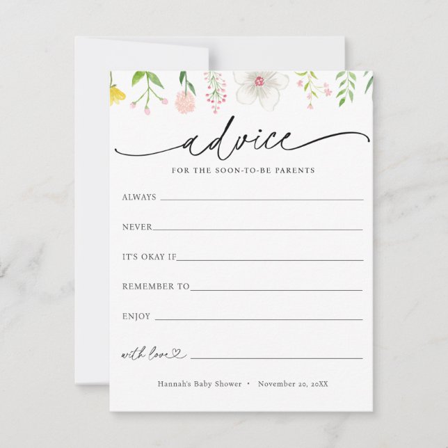 Aconselhamento de Flores Selvagens para o Cartão d (Frente)