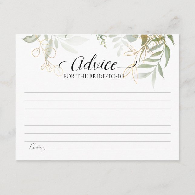 Aconselhamento Dourado Greenery Para O Cartão A Se (Frente)