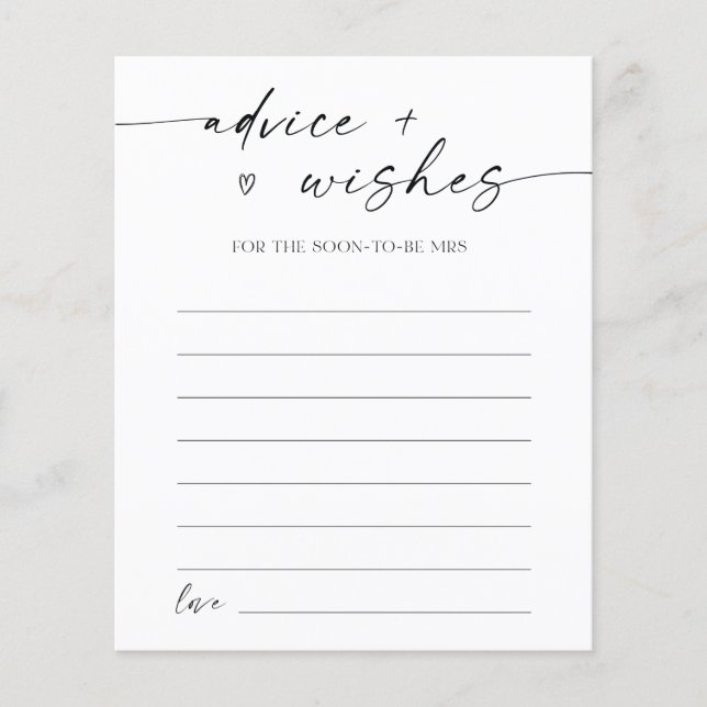 Aconselhamento e Desejos para a futura Sra. (Frente)