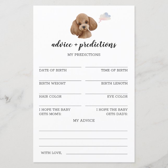 Aconselhamento e previsões Jogo de Chá de fraldas  (Frente)