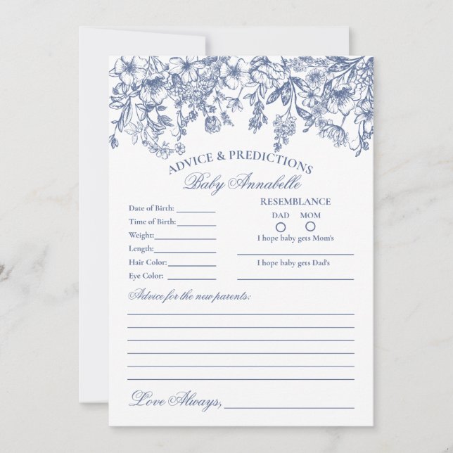 Aconselhamento Floral Blue Chinoiserie para Cartão (Frente)